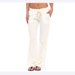 🌸 NWT ROXY Ocean Side Natural Cream Linen Pants size M